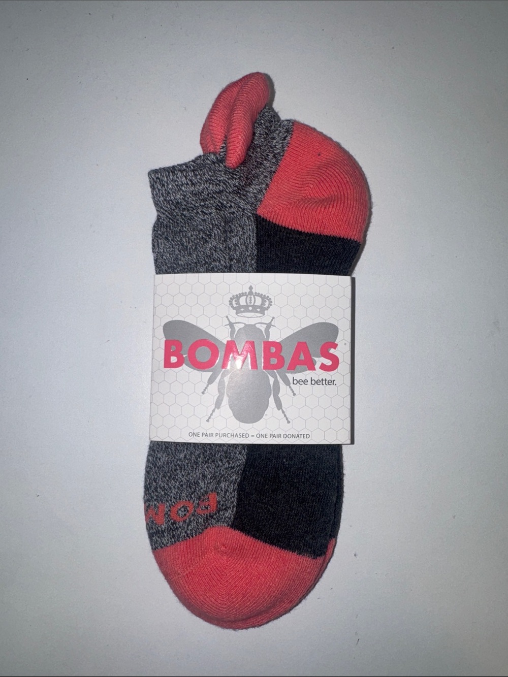 Bombas low cut Athletic Socks in Coral, Dark Gray and Heather Gray